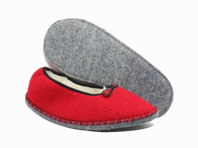 Chaussons façon ballerines rouge