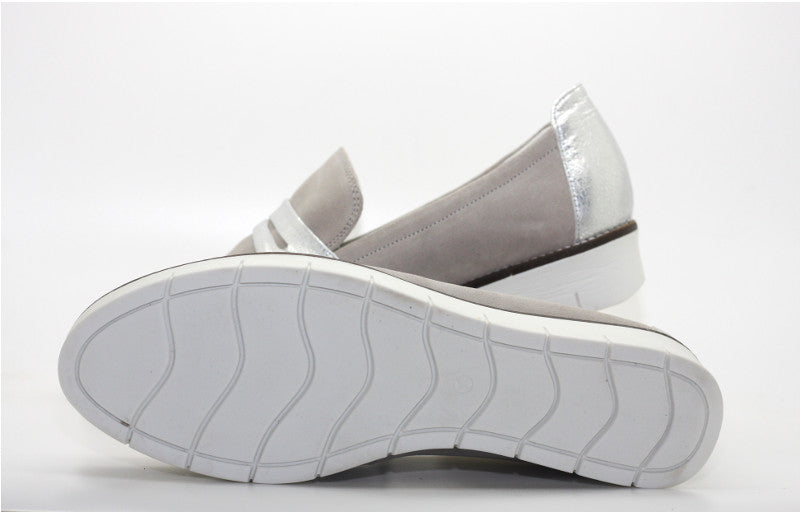 Mocassins en cuir velours gris Mac