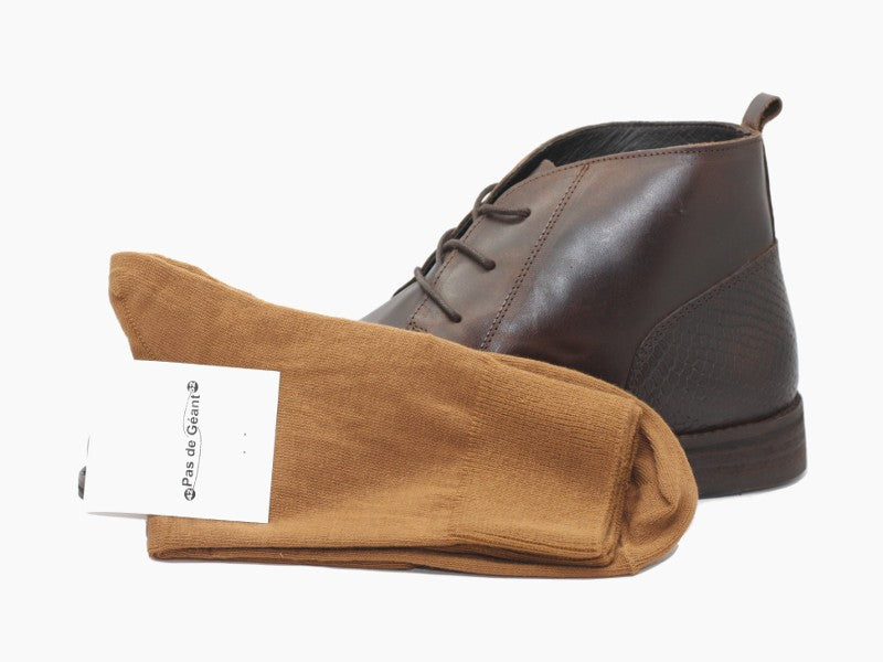 Chaussettes homme en coton marron
