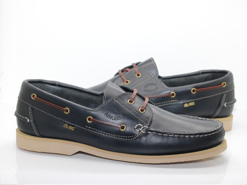 Chaussures bateau en cuir bleu marine Bermudes