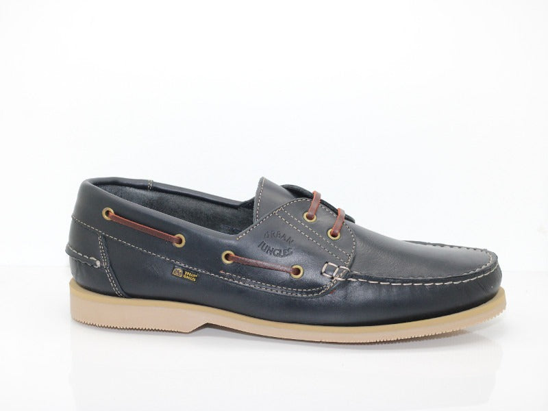 Chaussures bateau en cuir bleu marine Bermudes