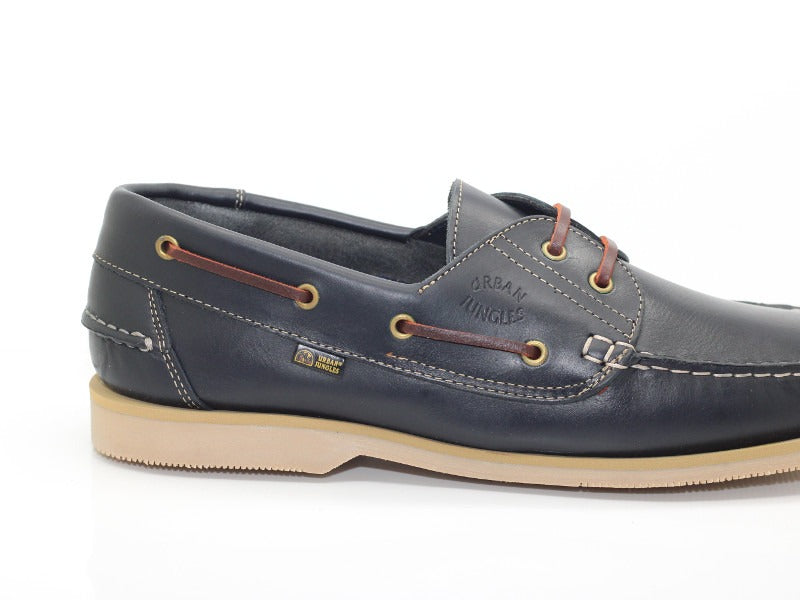 Chaussures bateau en cuir bleu marine Bermudes