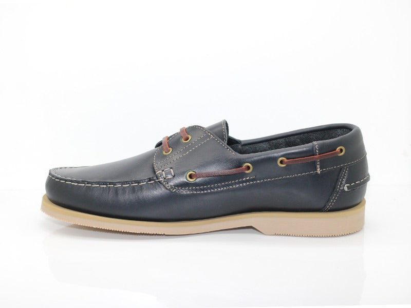 Chaussures bateau en cuir bleu marine Bermudes