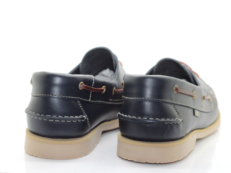 Chaussures bateau en cuir bleu marine Bermudes