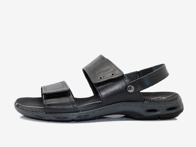 Sandales sport double bride en cuir noir Tarifa