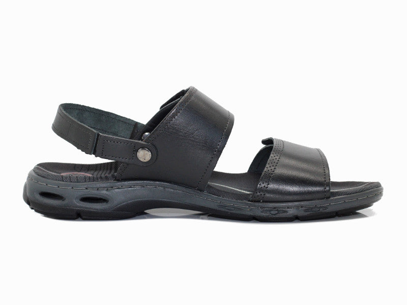 Sandales sport double bride en cuir noir Tarifa