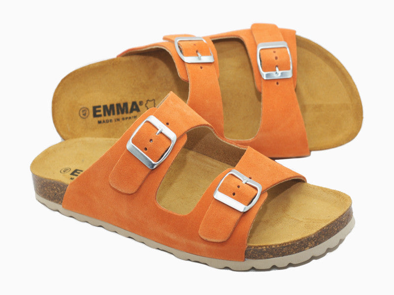 Sandales en cuir velours orange Peps