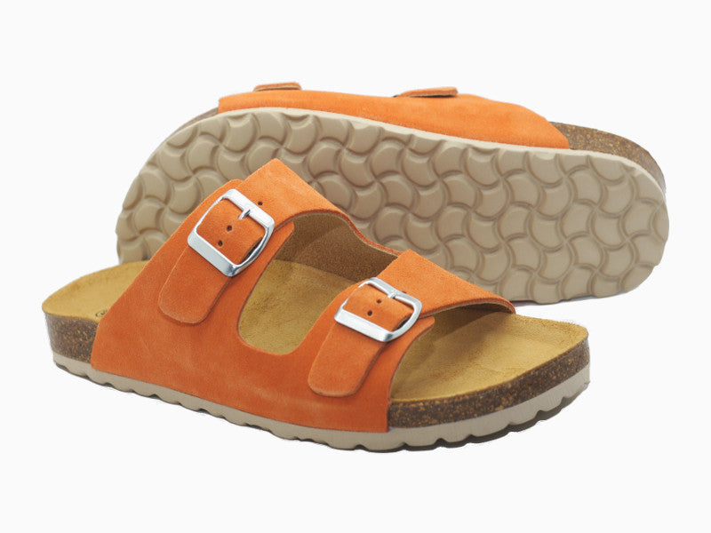 Sandales en cuir velours orange Peps