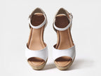 Espadrilles à talon compensé en cuir blanc Llivia