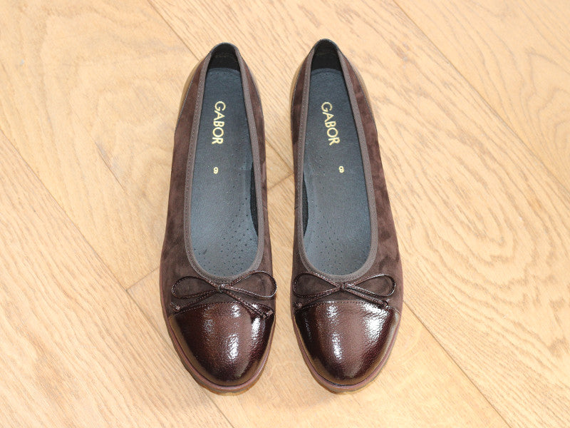 Ballerines sport vernis et velours chocolat