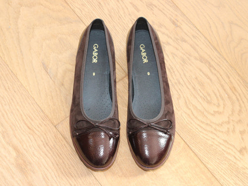Ballerines sport vernis et velours chocolat