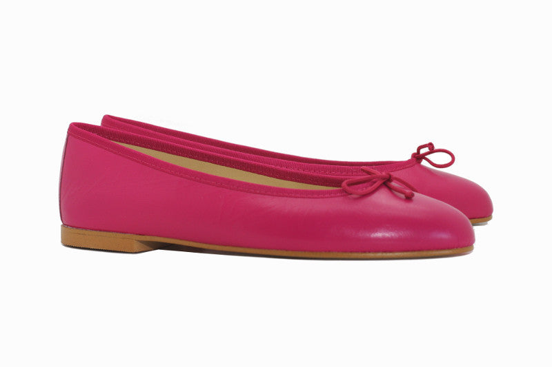 Ballerines en cuir rose fuchsia