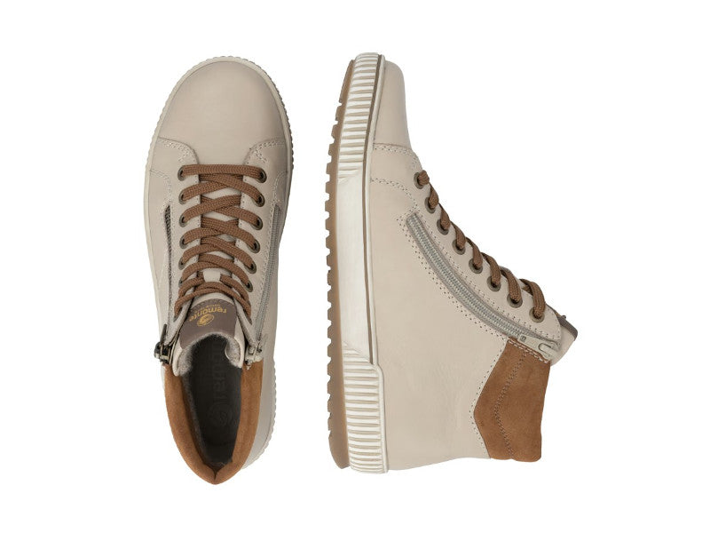 Baskets montantes en cuir beige Marcus