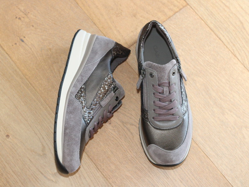 Baskets compensées largeur K en cuir Mohair