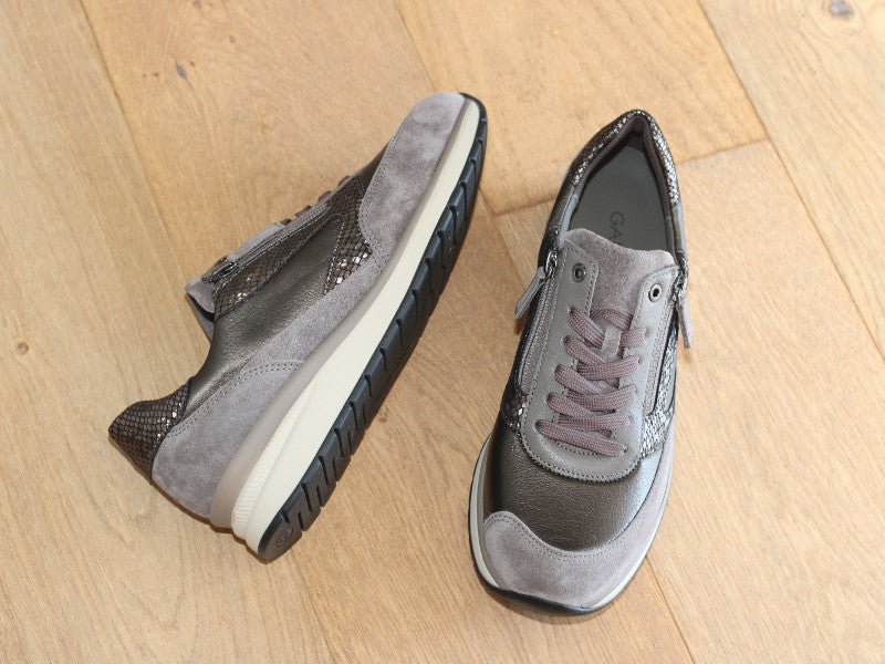 Baskets compensées largeur K en cuir Mohair