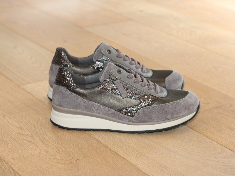 Baskets compensées largeur K en cuir Mohair