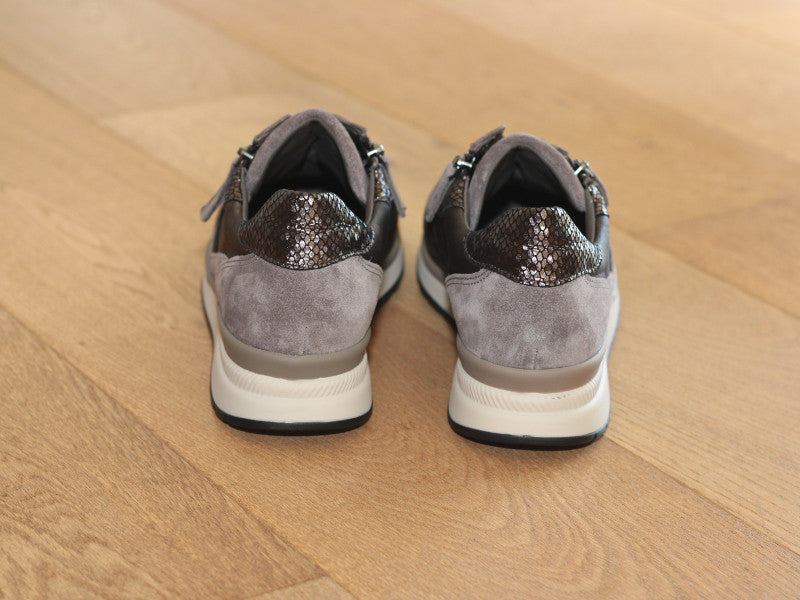 Baskets compensées largeur K en cuir Mohair