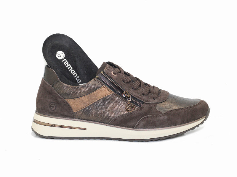 Baskets mode Remonte en cuir marron