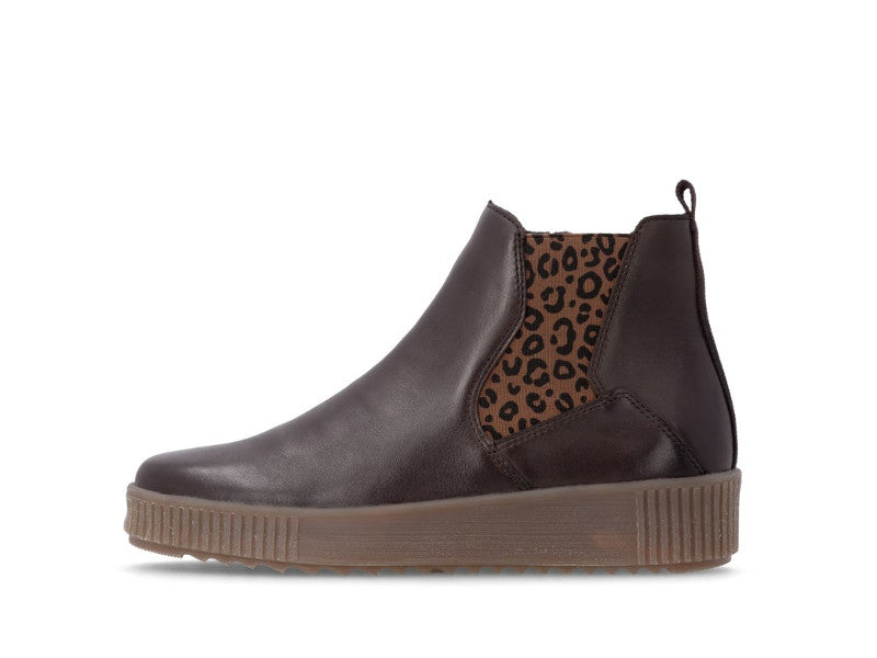 Boots basses en cuir marron et imprimé fantaisie