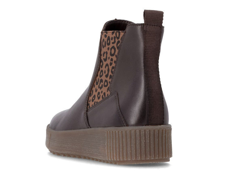 Boots basses en cuir marron et imprimé fantaisie
