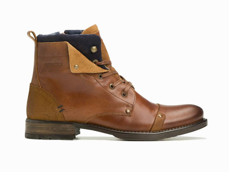 Boots Yedos en cuir cognac et marine