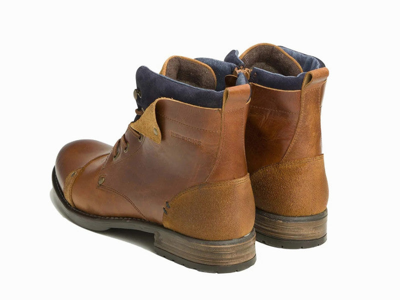 Boots Yedos en cuir cognac et marine