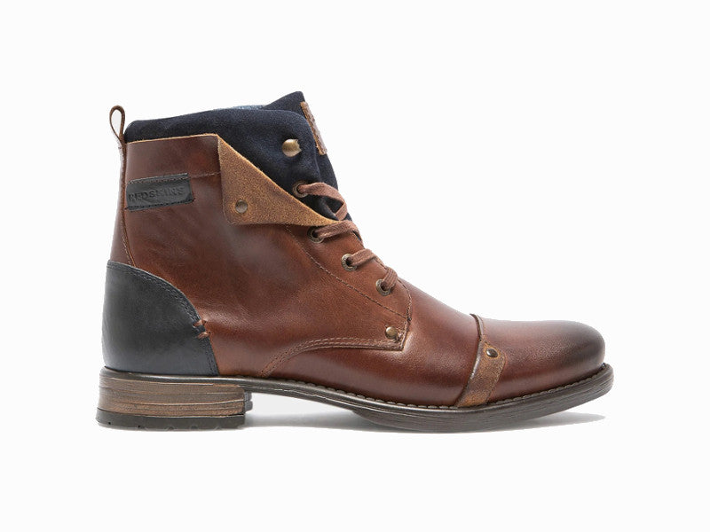 Boots Yedos en cuir brandy et marine