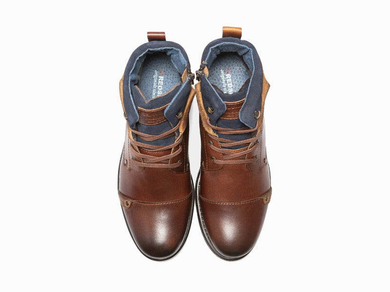 Boots Yedos en cuir brandy et marine