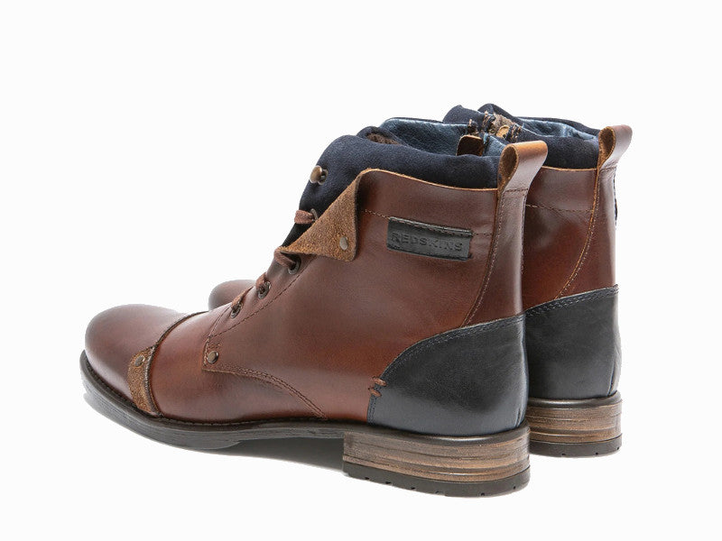 Boots Yedos en cuir brandy et marine