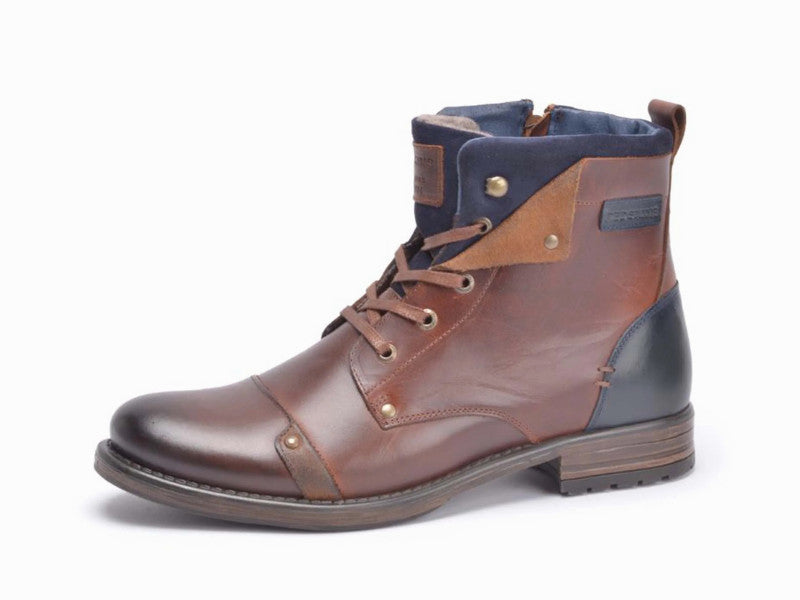 Boots Yedos en cuir brandy et marine