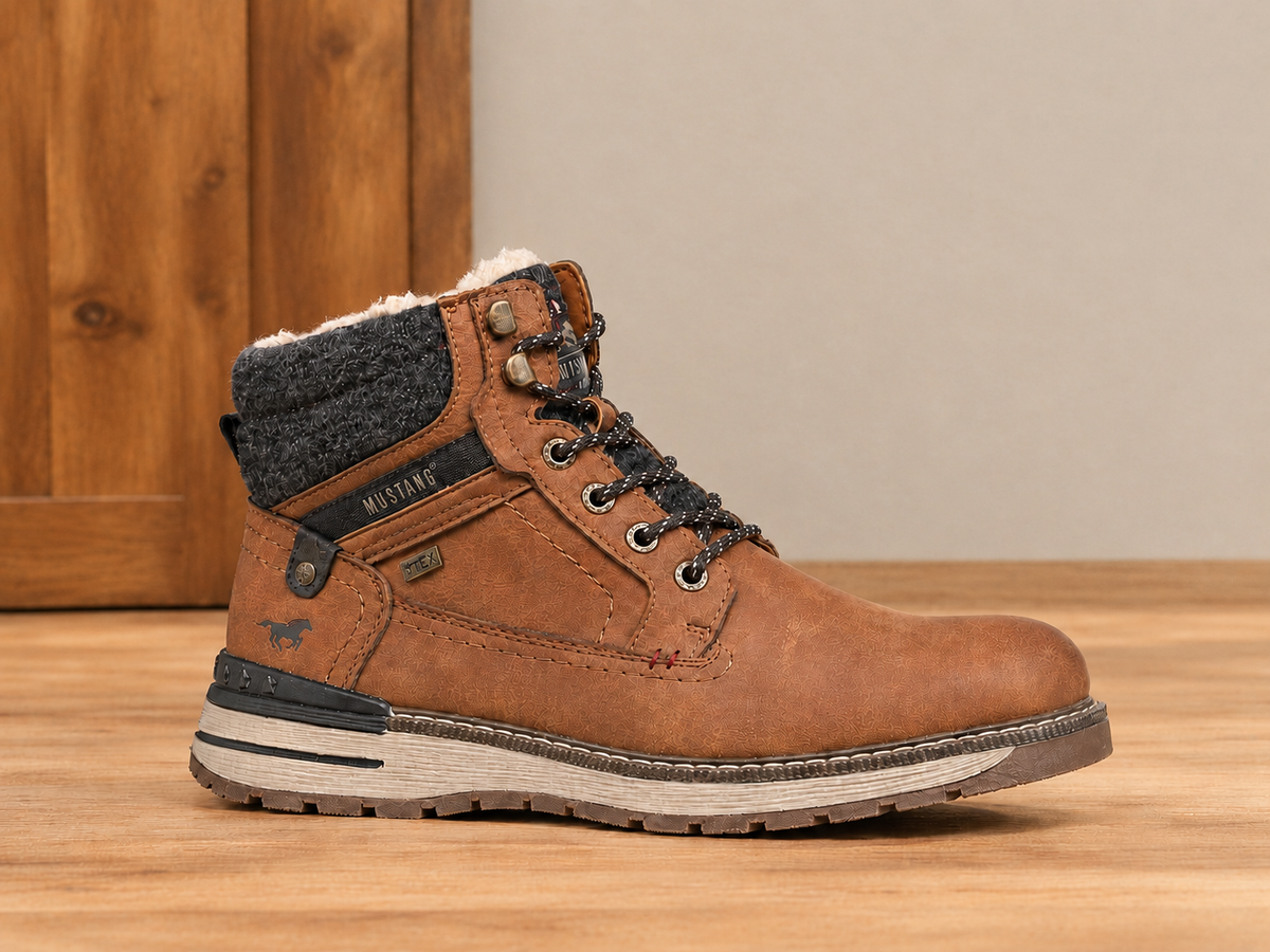 Boots fourrées Mustang aspect cuir cognac
