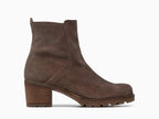 Bottines à talon carré en cuir velours Mohair