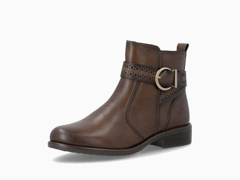 Bottines à petit talon en cuir marron Poppy