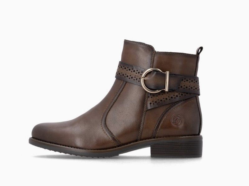 Bottines à petit talon en cuir marron Poppy