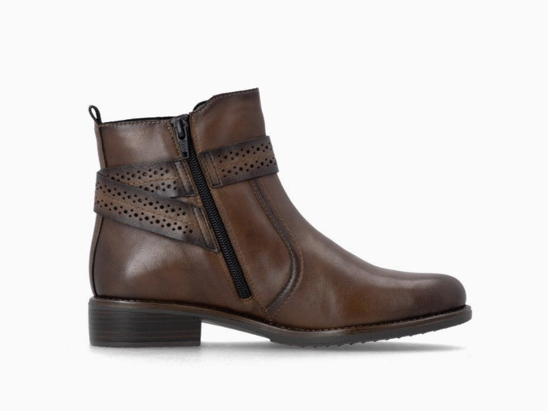 Bottines à petit talon en cuir marron Poppy