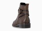 Bottines à petit talon en cuir marron Poppy