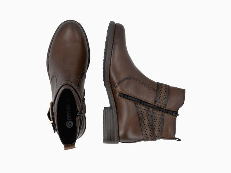 Bottines à petit talon en cuir marron Poppy