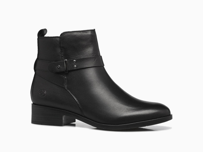Bottines plates en cuir noir