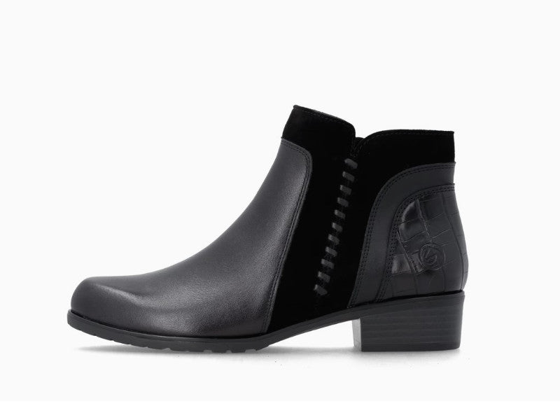 Bottines féminines style chelsea en cuir combi noir