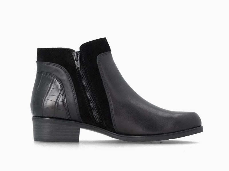 Bottines féminines style chelsea en cuir combi noir