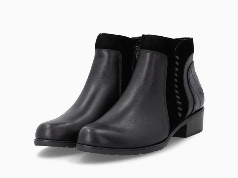 Bottines féminines style chelsea en cuir combi noir