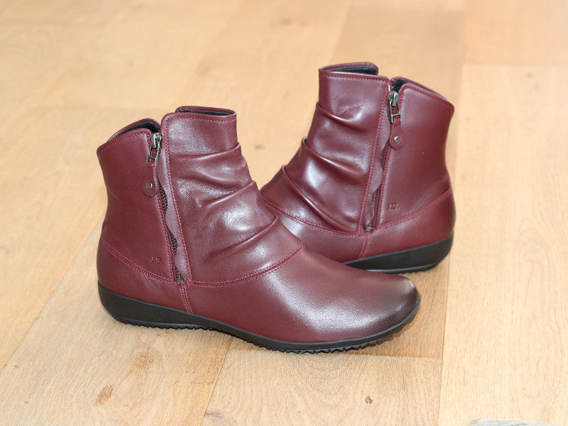 Bottines plates bordeaux en cuir souple Naly