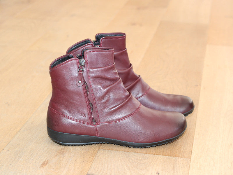 Bottines plates bordeaux en cuir souple Naly