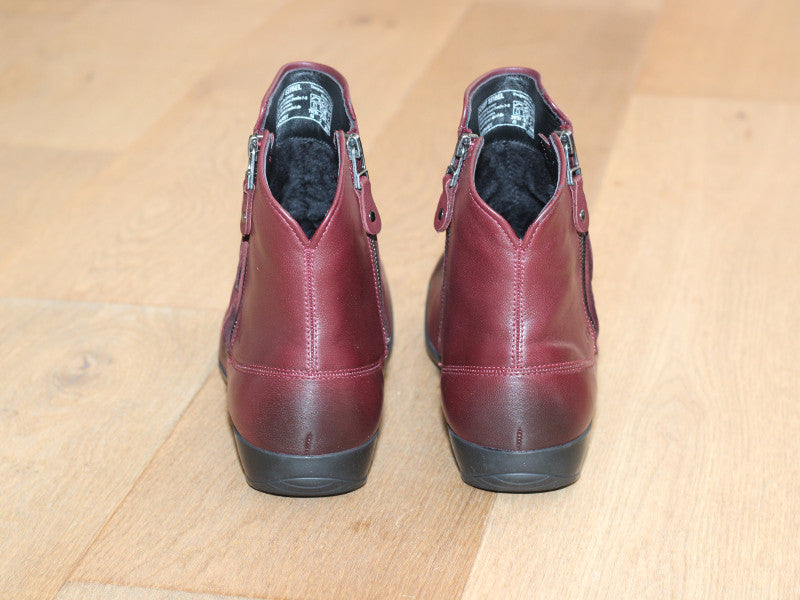 Bottines plates bordeaux en cuir souple Naly