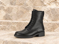 Bottines à lacet en cuir noir