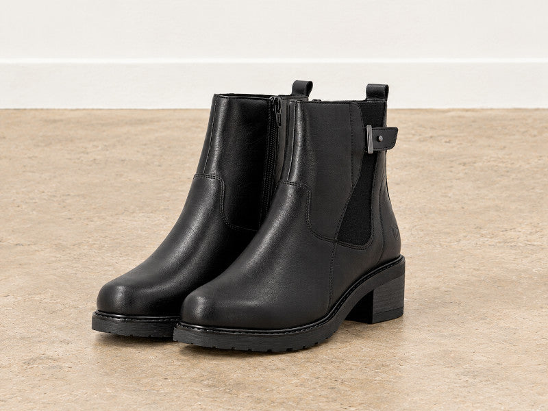 Bottines à talon Remonte en cuir noir