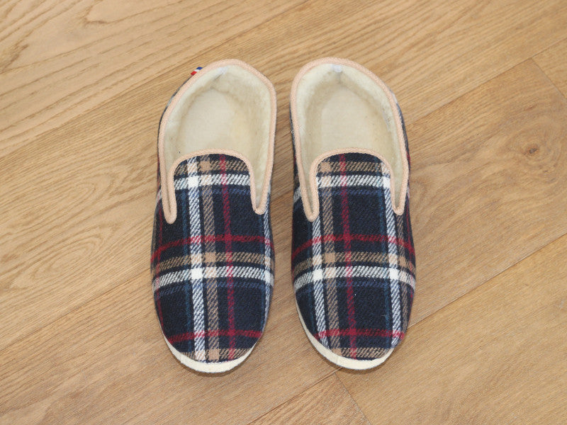 Charentaises traditionnelles tartan bleu marine