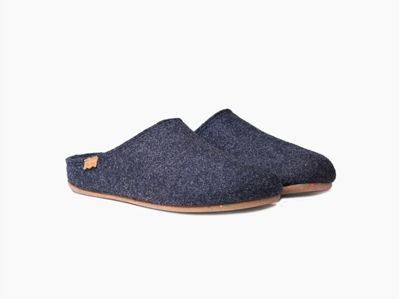 Chaussons slippers en feutre bleu marine