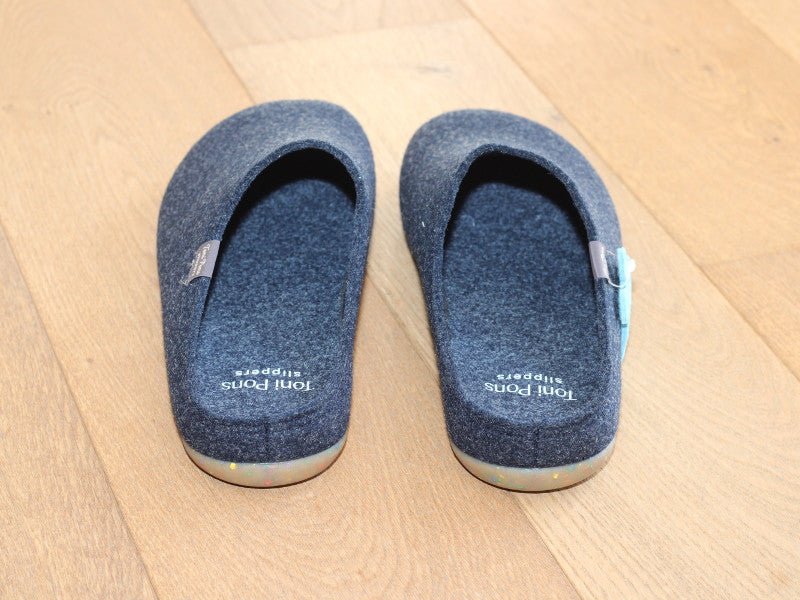 Chaussons slippers en feutre bleu marine