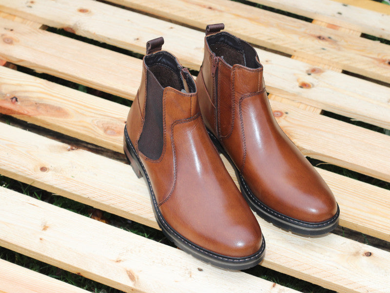 Boots style chelsea en cuir marron cognac Elster